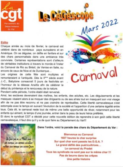 Cégéscope mars 2022  Carnaval
