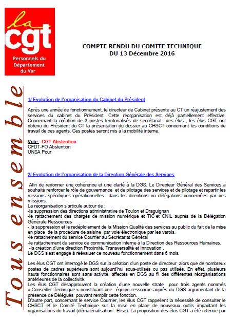 Compte-rendu du CT du 13décembre 2016 Ct 13 dec 2016