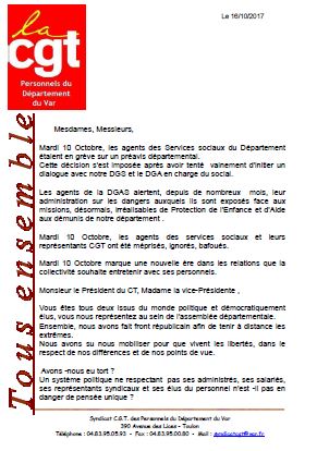 Déclaration des élus CGT au CTP du 19 octobre 2017 Déclaration des élus CGT au CTP