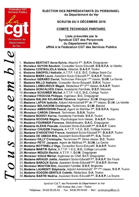 Liste candidats au ctp 1