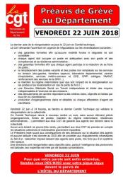 Preavis de greve cgt du 22 juin 2018